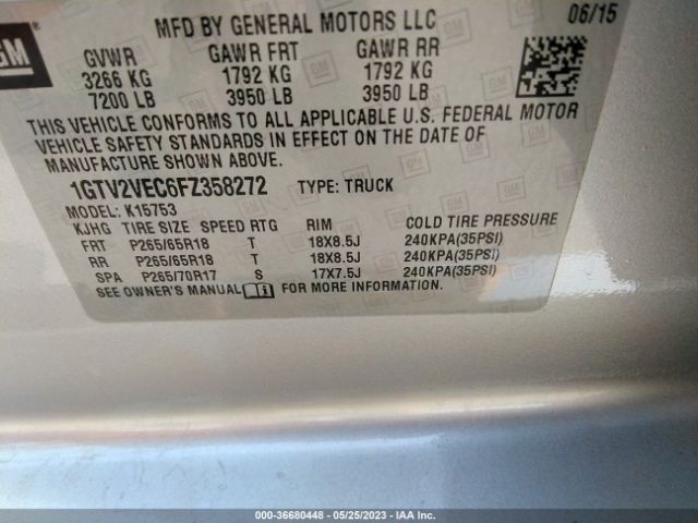 1GTV2VEC6FZ358272 GMC Sierra 1500 Slt