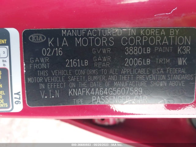 KIA FORTE LX 2016 KNAFK4A64G5607589 Image 10