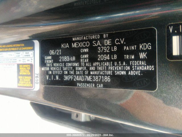 3KPF24AD7ME387186 KIA Forte Lxs
