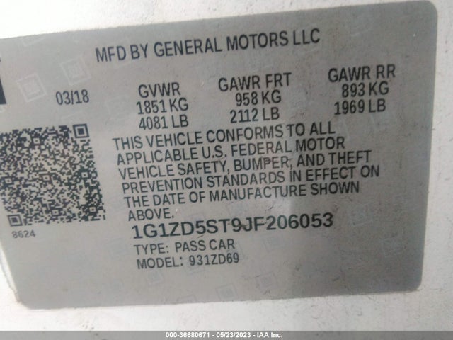 Chevrolet MALIBU LT 2018 1G1ZD5ST9JF206053 Image 11