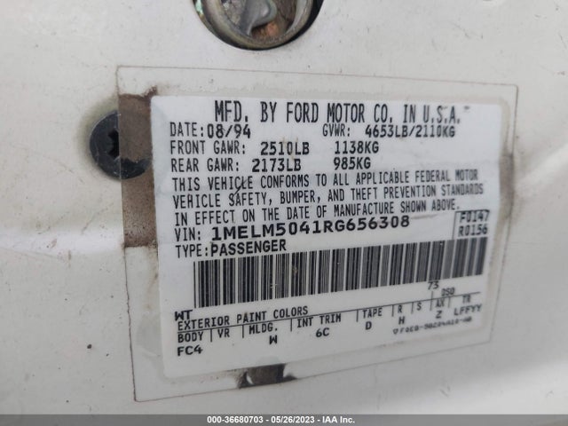 1994 MERCURY SABLE GS VIN: 1MELM5041RG656308