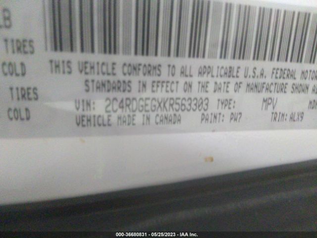2C4RDGEGXKR563303 Dodge Grand Caravan Gt