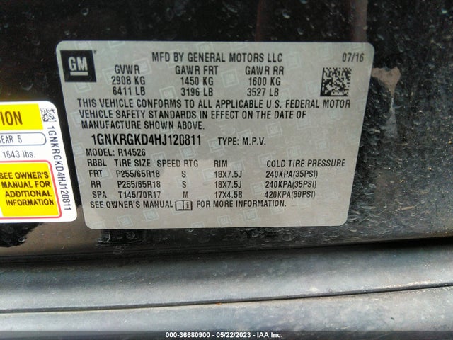 Chevrolet Traverse Lt 2017 1GNKRGKD4HJ120811 Image 10
