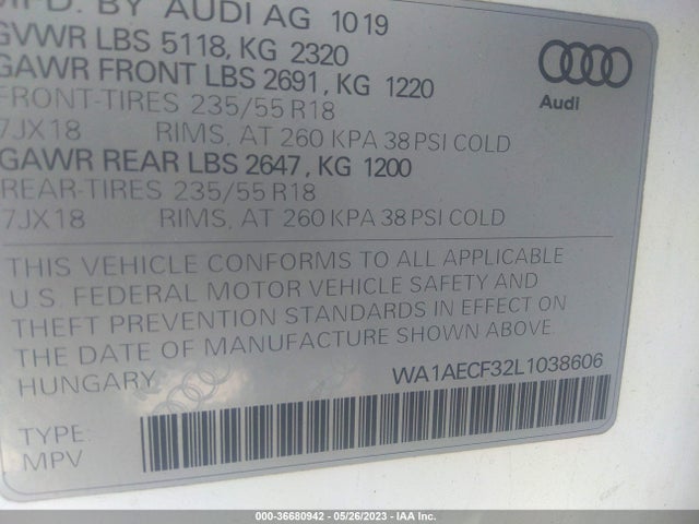 WA1AECF32L1038606 Audi Q3 PREMIUM
