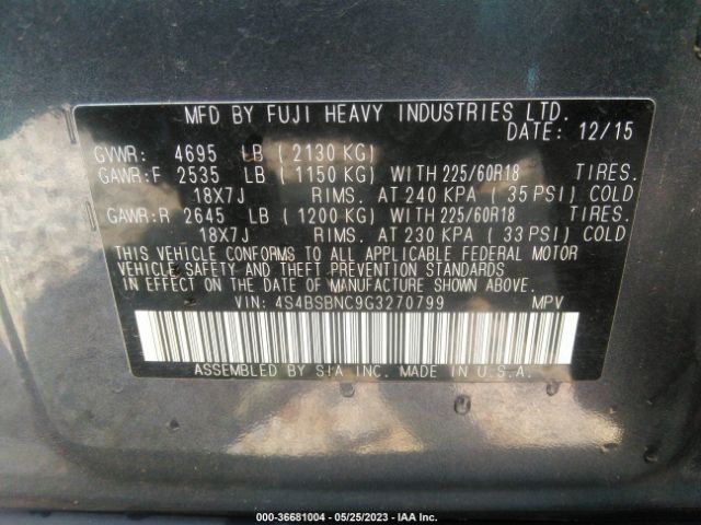 4S4BSBNC9G3270799 Subaru Outback 2.5i Limited