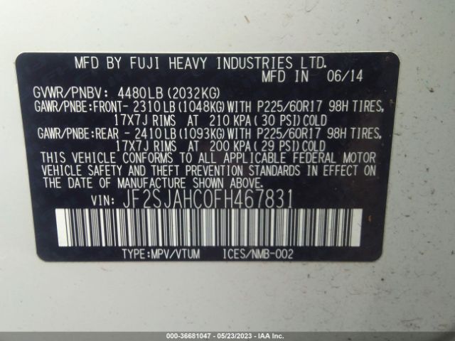 JF2SJAHC0FH467831 Subaru Forester 2.5i Limited