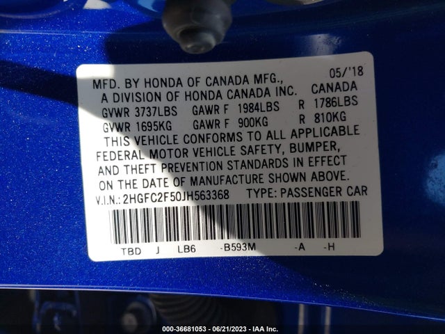 Honda Civic Sedan Lx 2018 2HGFC2F50JH563368 Image 10