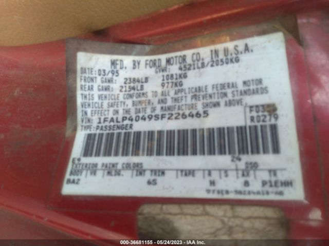 1995 FORD MUSTANG 1FALP4049SF226465 Photo 8