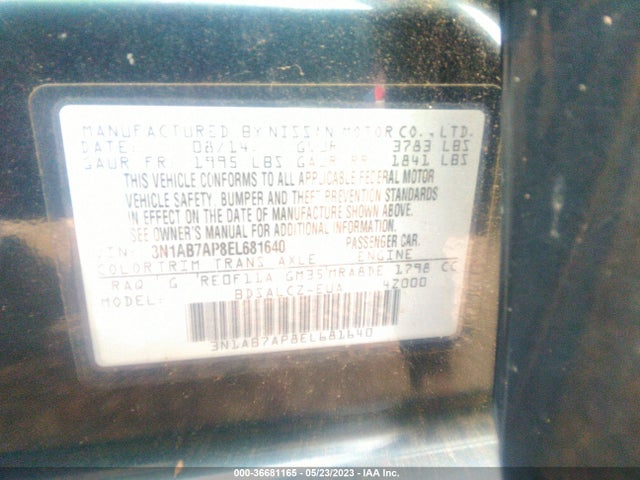 Nissan Sentra 2014 3N1AB7AP8EL681640 Image 21
