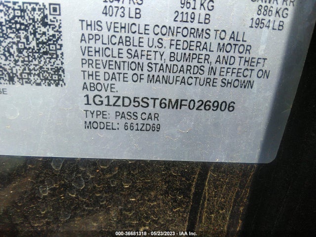 Chevrolet MALIBU LT 2021 1G1ZD5ST6MF026906 Image 9