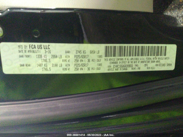 2C4RC1BG0GR289833 Chrysler Town & Country Touring