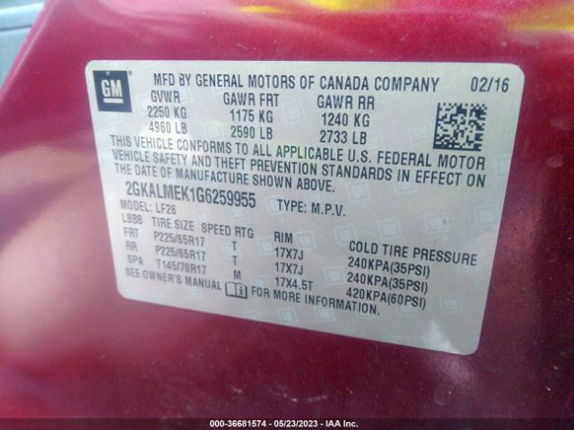 2GKALMEK1G6259955 GMC Terrain Sle