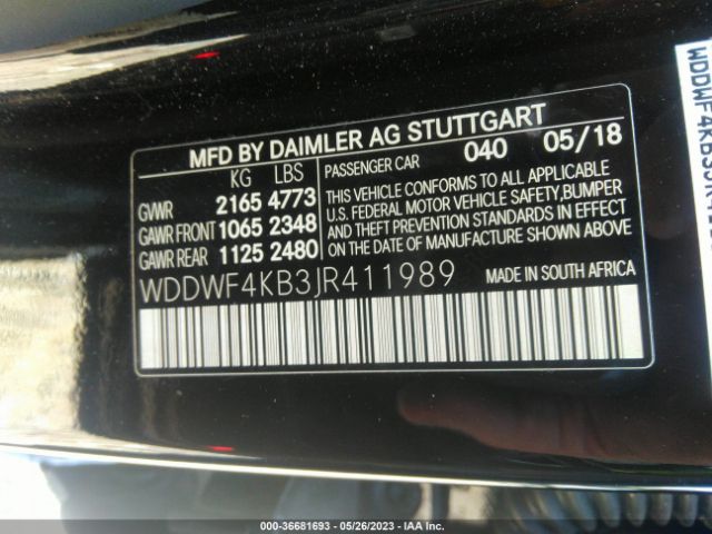 WDDWF4KB3JR411989 Mercedes-Benz C-class C 300