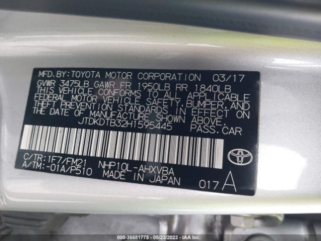 Toyota Prius C One/two/three/four 2017 JTDKDTB32H1595445 Image 11