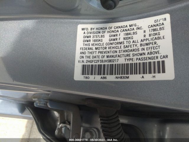 2HGFC2F59JH580217 Honda Civic Sedan Lx