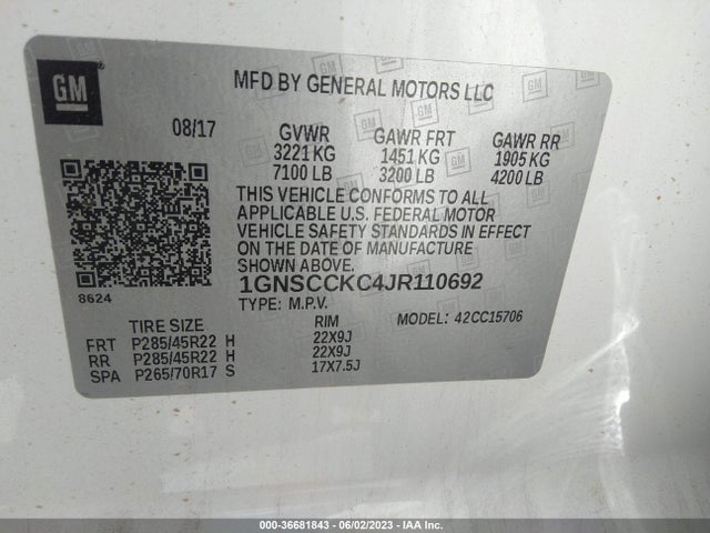 Chevrolet Tahoe Premier 2018 1GNSCCKC4JR110692 Image 9