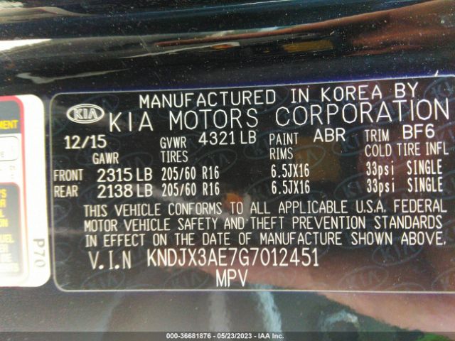 KNDJX3AE7G7012451 KIA Soul Ev +