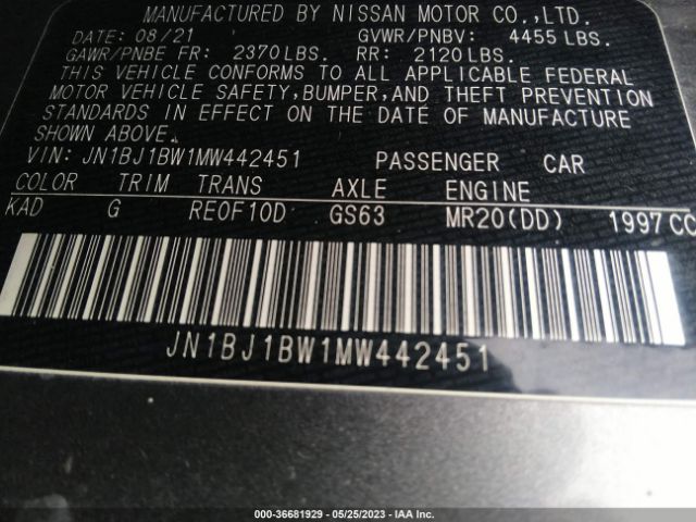 JN1BJ1BW1MW442451 Nissan Rogue Sport Sv