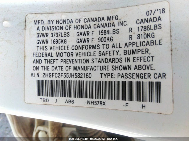 Honda Civic Sedan Lx 2018 2HGFC2F55JH582160 Image 9