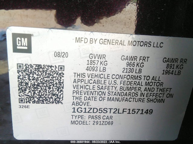 Chevrolet MALIBU LT 2020 1G1ZD5ST2LF157149 Image 9