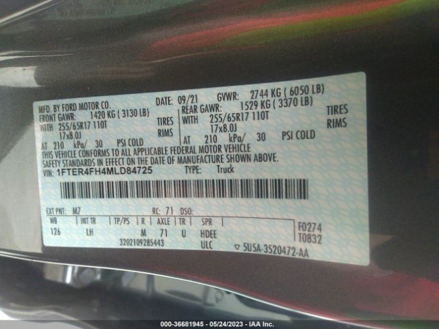 1FTER4FH4MLD84725 Ford Ranger Xl/xlt/lariat
