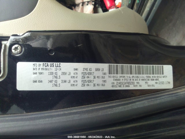 Dodge Grand Caravan Sxt 2015 2C4RDGCGXFR652359 Image 9