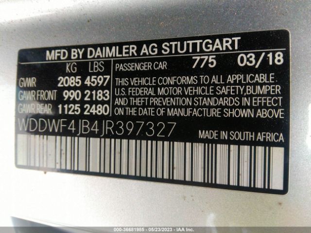 WDDWF4JB4JR397327 Mercedes-Benz C-class C 300