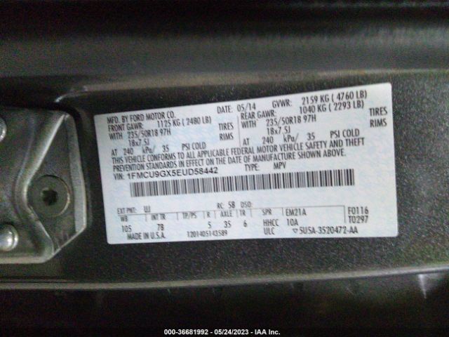 1FMCU9GX5EUD58442 Ford ESCAPE SE