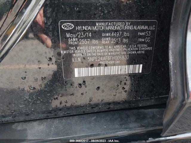 Hyundai Sonata 2.4l Se 2015 5NPE24AF6FH006830 Image 9