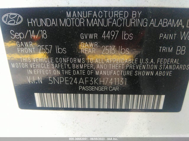 Hyundai SONATA SE 2019 5NPE24AF3KH741131 Image 9
