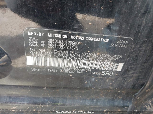 JA32U2FU6GU004624 Mitsubishi LANCER ES