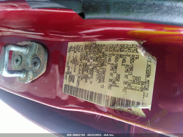 2004 NISSAN FRONTIER 2WD XE VIN: 1N6ED29X14C443605
