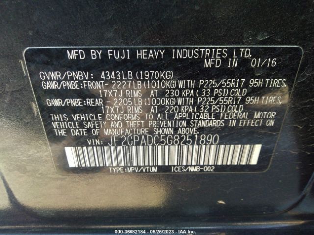 JF2GPADC5G8251890 Subaru Crosstrek Premium