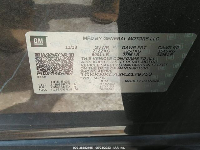 1GKKNKLA2KZ179753 GMC ACADIA SLE