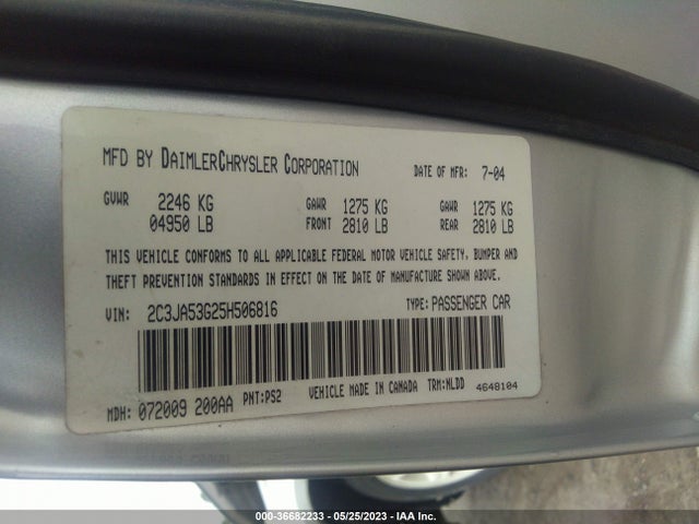 2005 CHRYSLER 300 300 TOURING VIN: 2C3JA53G25H506816