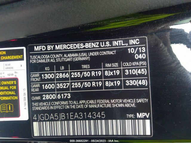 4JGDA5JB1EA314345 Mercedes-Benz M-class Ml 350