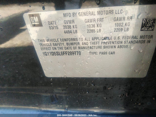 Chevrolet MALIBU 2LT 2015 1G11D5SL6FF289770 Image 9