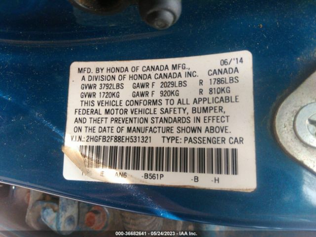 2HGFB2F88EH531321 Honda Civic Sedan Ex