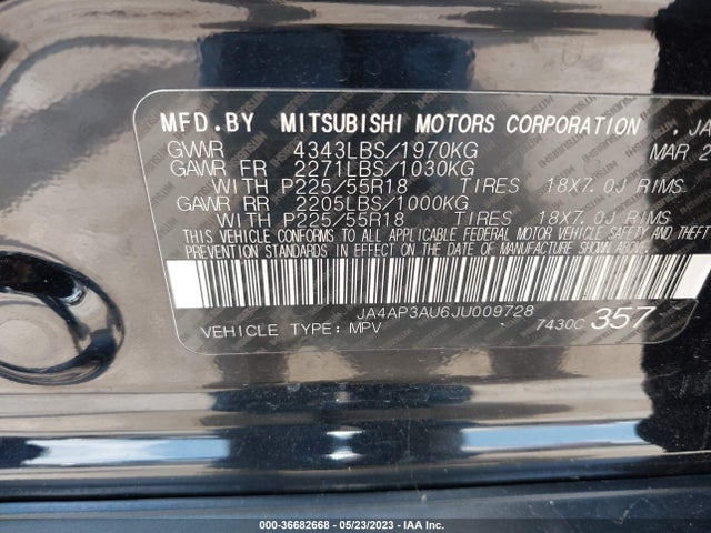 JA4AP3AU6JU009728 Mitsubishi Outlander Sport 2.0