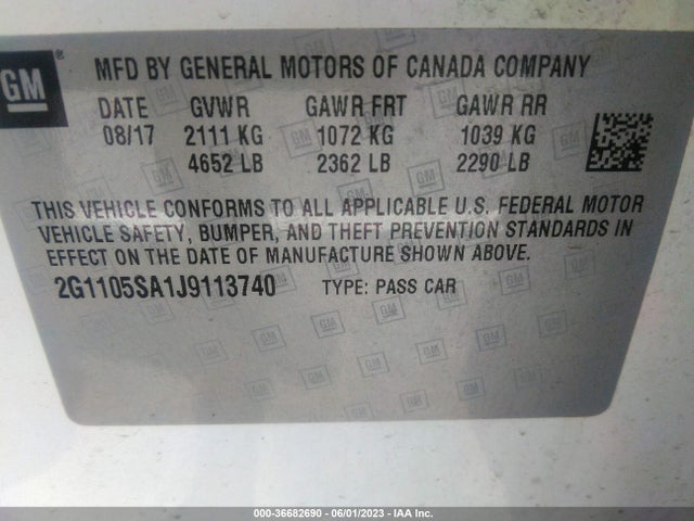 Chevrolet IMPALA LT 2018 2G1105SA1J9113740 Image 11