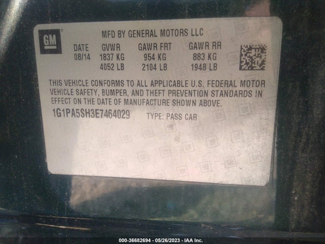 Chevrolet CRUZE LS 2014 1G1PA5SH3E7464029 Image 10