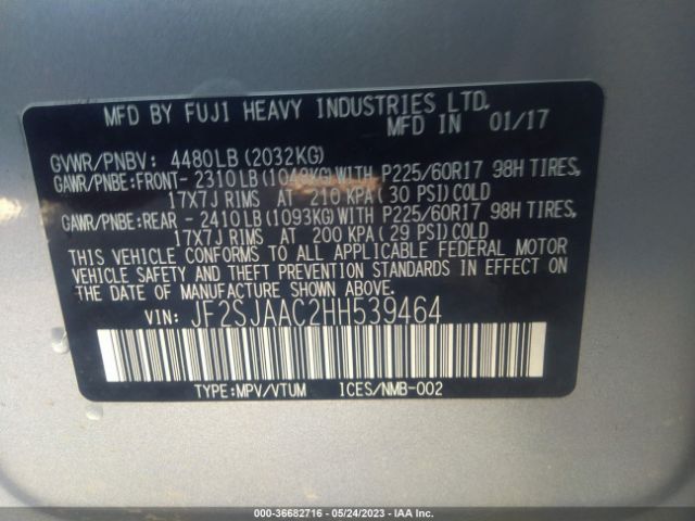 JF2SJAAC2HH539464 Subaru Forester