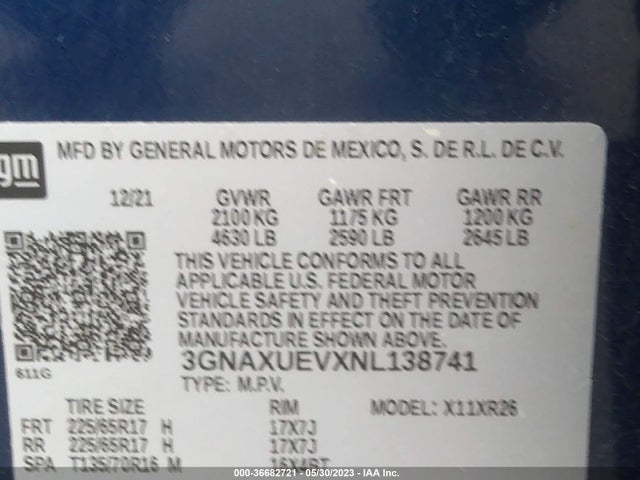 Chevrolet EQUINOX LT 2022 3GNAXUEVXNL138741 Image 9