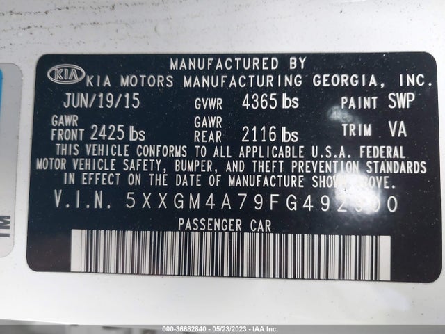 KIA Optima Lx 2015 5XXGM4A79FG492900 Image 11