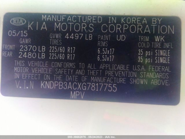 KNDPB3ACXG7817755 KIA Sportage Lx