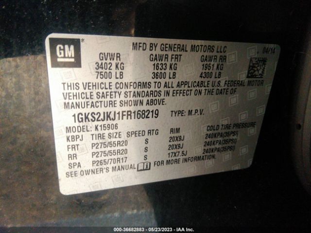 1GKS2JKJ1FR168219 GMC YUKON XL DENALI