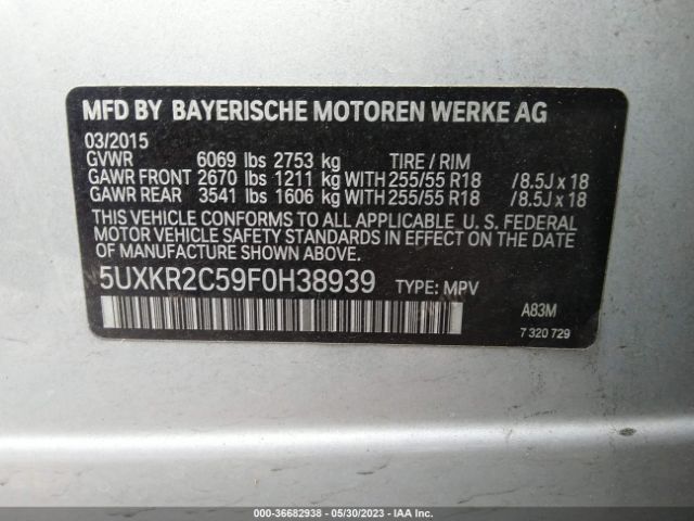 5UXKR2C59F0H38939 BMW X5 Sdrive35i