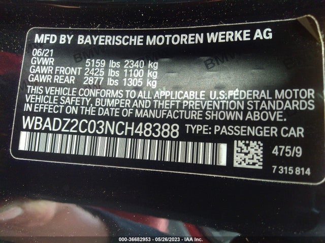 2022 BMW 8 SERIES 840I VIN: WBADZ2C03NCH48388