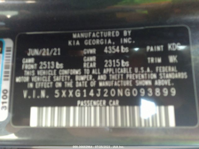 5XXG14J20NG093899 KIA K5 LXS