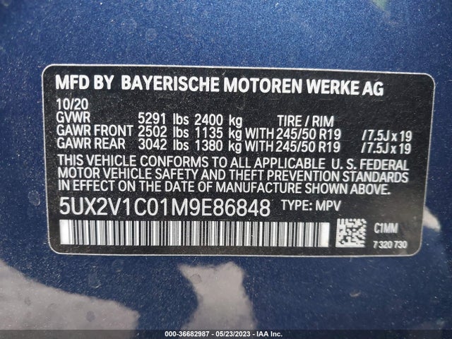 2021 BMW X4, VIN: 5UX2V1C01M9E86848